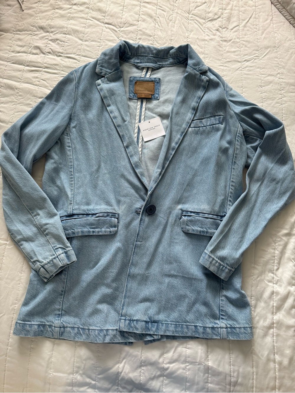 American Eagle Outfitters Light Blue Denim Blazer Jacket